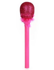 PartyXplosion Roze  microfoon glitter met bont