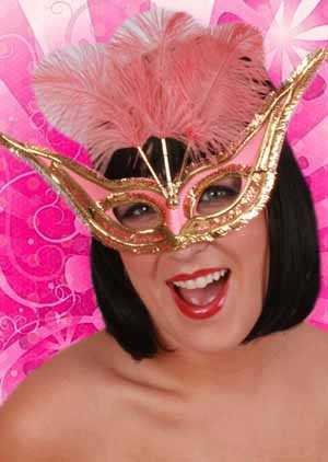 PartyXplosion Roze oogmasker gran gala met roze veren