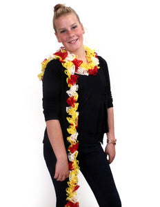 PartyXplosion Sjaal boa rood/wit/geel 150 cm