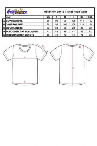 PartyXplosion T-shirt neon tijger kleuren