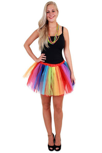 PartyXplosion Tule rokje regenboog strepen one size dames