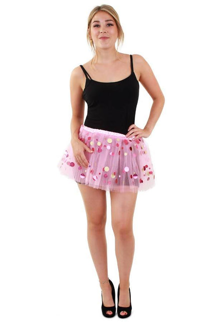 PartyXplosion Tule rokje roze met dots volwassenen