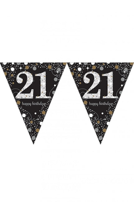PartyXplosion Vlaggenlijn 21 jaar Sparkling gold