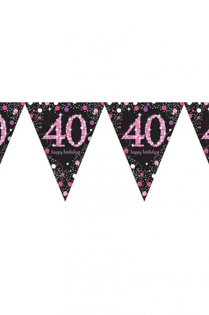 PartyXplosion Vlaggenlijn 40 jaar Sprankelend roze
