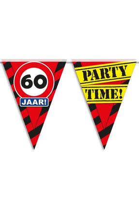 PartyXplosion Vlaggenlijn 60 jaar PARTYTIME 10 meter