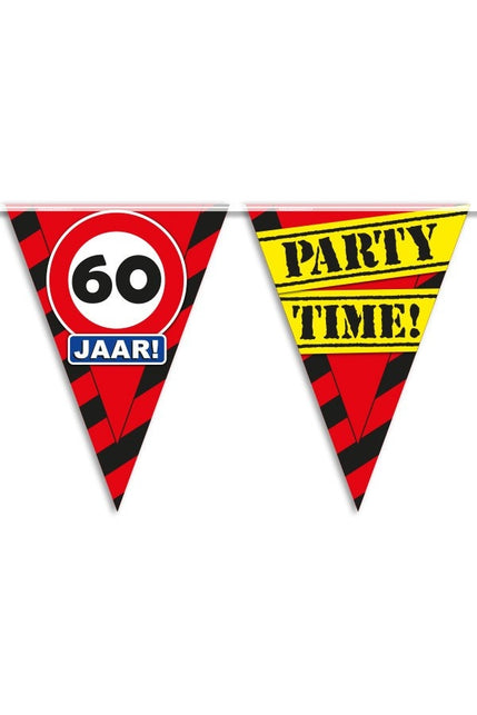 PartyXplosion Vlaggenlijn 60 jaar PARTYTIME 10 meter