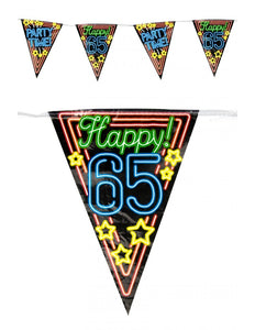PartyXplosion Vlaggenlijn 65 jaar Neon 10 meter