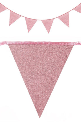 PartyXplosion Vlaggenlijn glitter Rose Goud 6 meter