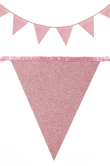 PartyXplosion Vlaggenlijn glitter Rose Goud 6 meter