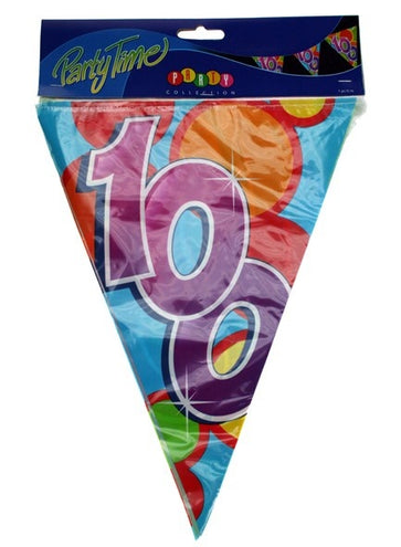 PartyXplosion Vlaggenlijn leeftijd 100 jaar 10 meter