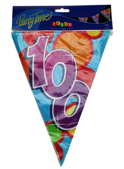 PartyXplosion Vlaggenlijn leeftijd 100 jaar 10 meter