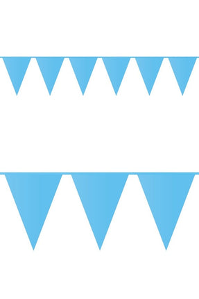 PartyXplosion Vlaggenlijn met lichtblauwe vlaggen