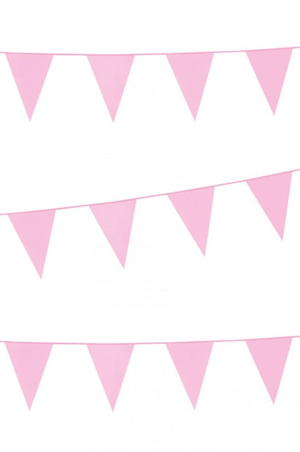 PartyXplosion Vlaggenlijn met roze vlaggen