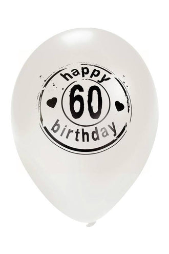 PartyXplosion Witte ballon HAPPY 60 BIRTHDAY Ø50 cm