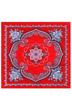 PartyXplosion Zakdoek waaier bloem 63 x 63 cm