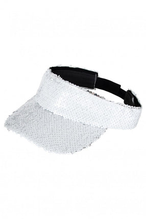 PartyXplosion Zonneklep met pailletten wit