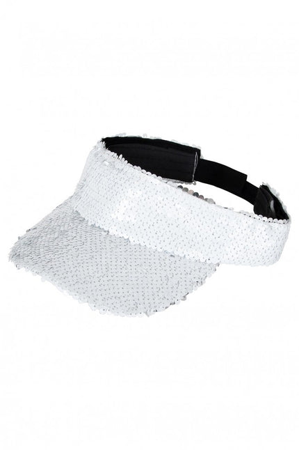 PartyXplosion Zonneklep met pailletten wit
