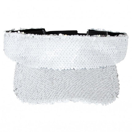 PartyXplosion Zonneklep met pailletten wit