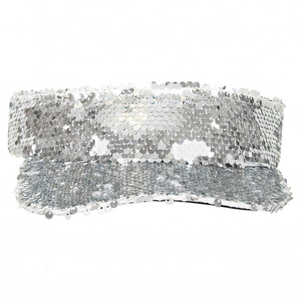 PartyXplosion Zonneklep met pailletten zilver