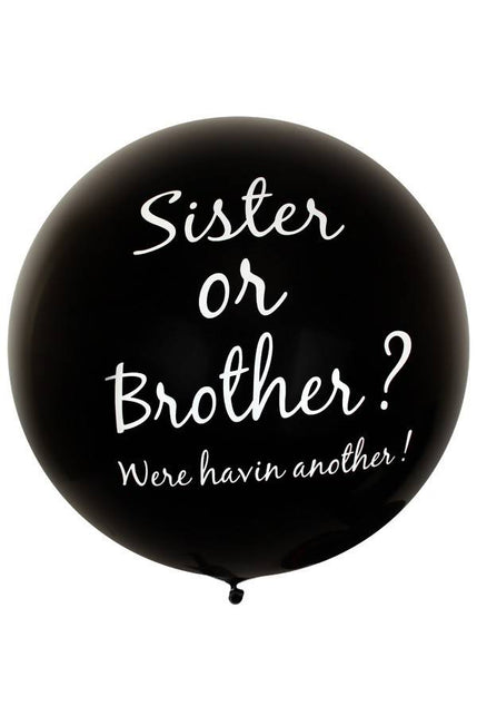 PartyXplosion Zwarte megaballon Sister or brother 91.4cm
