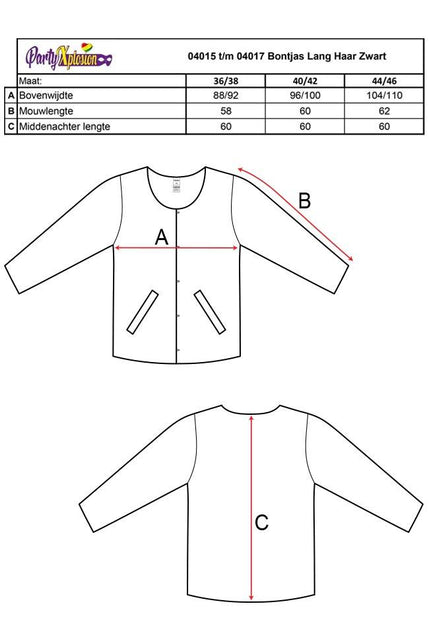PartyXplosion Zwarte nep bontjas Benthe lang haar dames