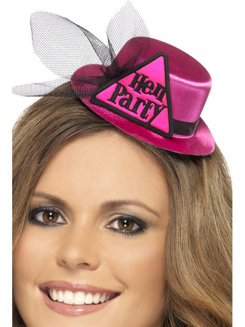 Smiffys Mini hoedje hen party in roze