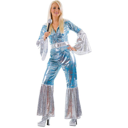 Wicked Costumes Abba jumpsuit voor dames in blauw
