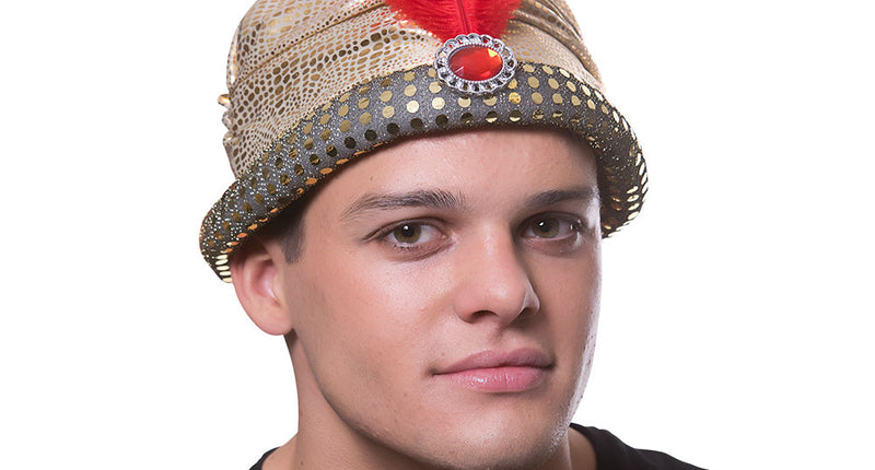 Wicked Costumes Arabische Sultan Hoed - Luxe Tulband voor Carnaval & 1001 Nacht Feesten