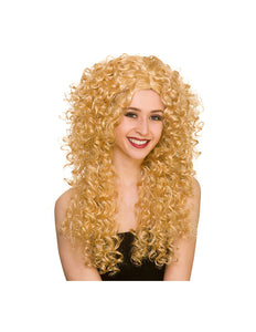 Wicked Costumes Blonde lange pruik met krullen