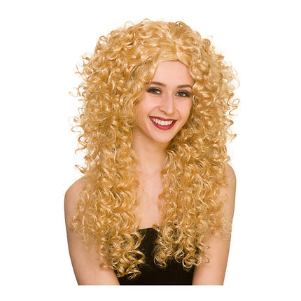 Wicked Costumes Blonde lange pruik met krullen