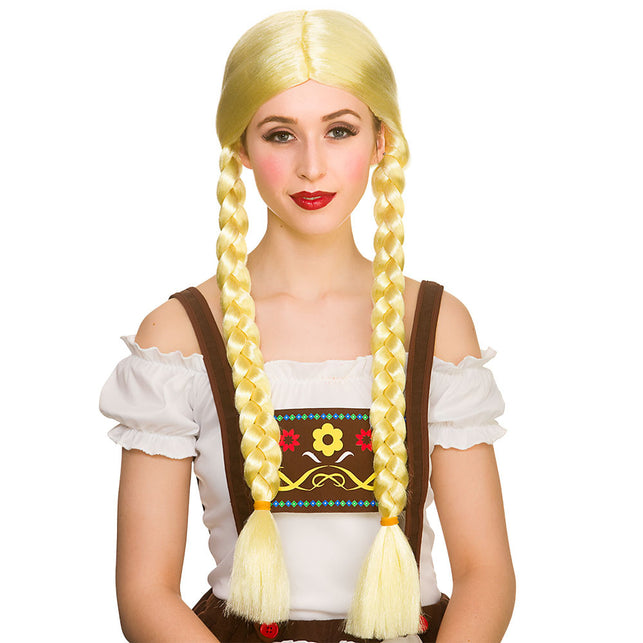 Wicked Costumes Blonde pruik biermeisje Ellis met lange vlechten