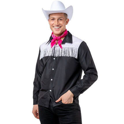 Wicked Costumes Cowboy blouse Sam heren zwart wit
