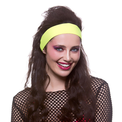 Wicked Costumes Haarband neon geel 80-jaren