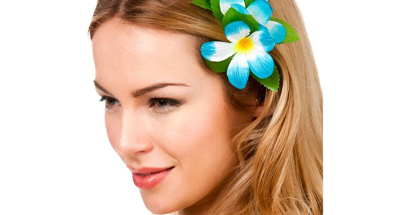 Wicked Costumes Haarclip hawaii bloem licht blauw
