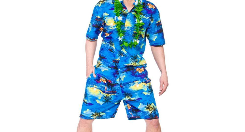Wicked Costumes Hawaii shirt met broek blauwe palmboom