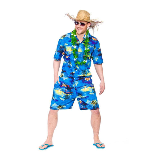 Wicked Costumes Hawaii shirt met broek blauwe palmboom