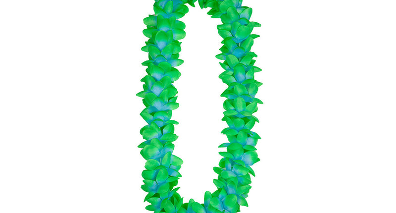 Wicked Costumes Hawaii slinger groen en blauw met  orchideeën