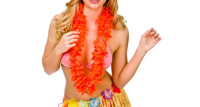 Wicked Costumes Hawaii slinger oranje grote bloemen (9.5cm)