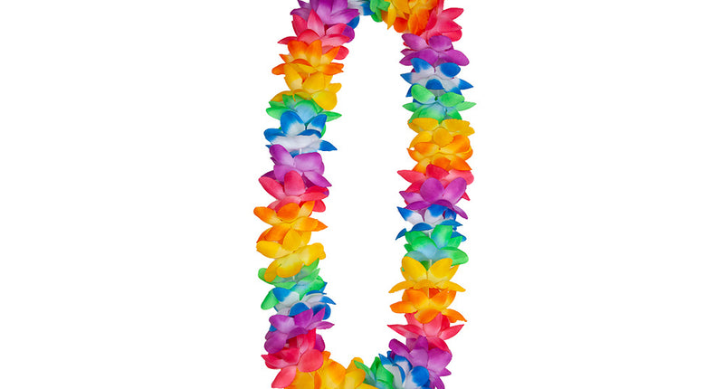 Wicked Costumes Hawaii slinger regenboogkleuren met  orchideeën