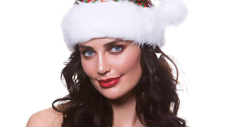 Wicked Costumes Kerstman hoed meerkleurige pailletten