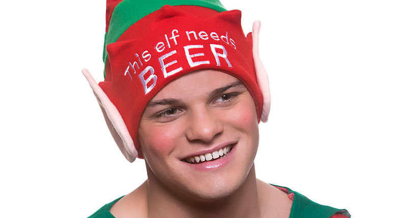 Wicked Costumes Kerstmuts met tekst Deze elf heeft bier nodig
