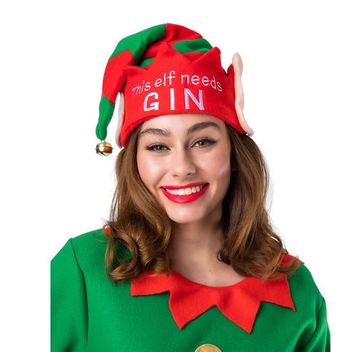 Wicked Costumes Leuke kerstmuts met tekst Deze elf heeft gin nodig