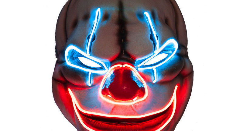 Wicked Costumes Masker killer clown met grote mond oplichtend
