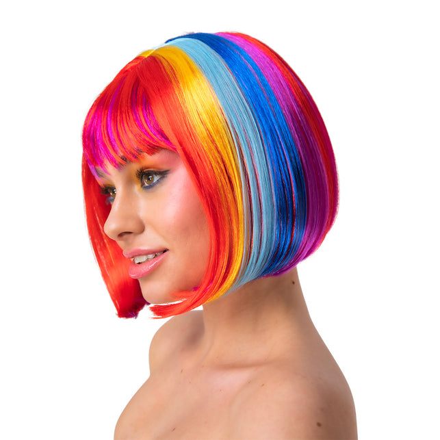 Wicked Costumes Mooie regenboog pruik bobline