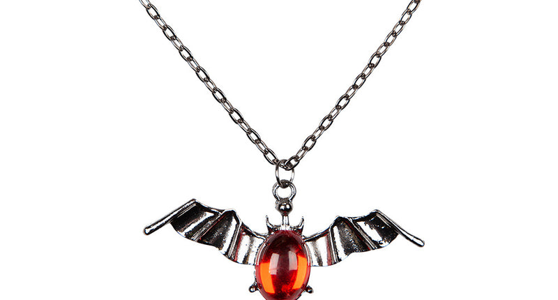 Wicked Costumes Mooie vleermuis ketting met rode diamant