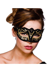 Wicked Costumes Oogmasker Verona zwart met goud