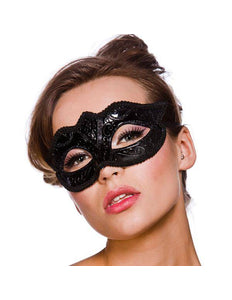 Wicked Costumes Oogmasker Verona zwart met zwarte glitters