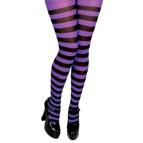 Wicked Costumes Panty zwart paars gestreept