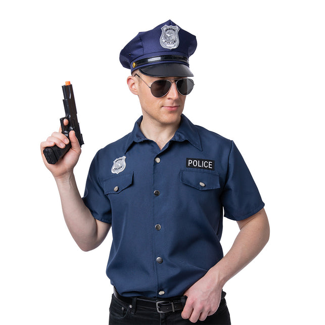 Wicked Costumes Politie shirt George donkerblauw