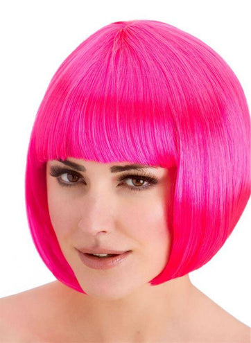 Wicked Costumes Pruik Diva boblijn neon roze